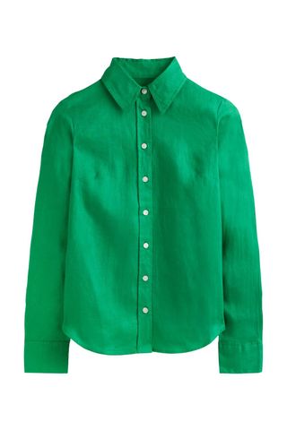 green linen shirt