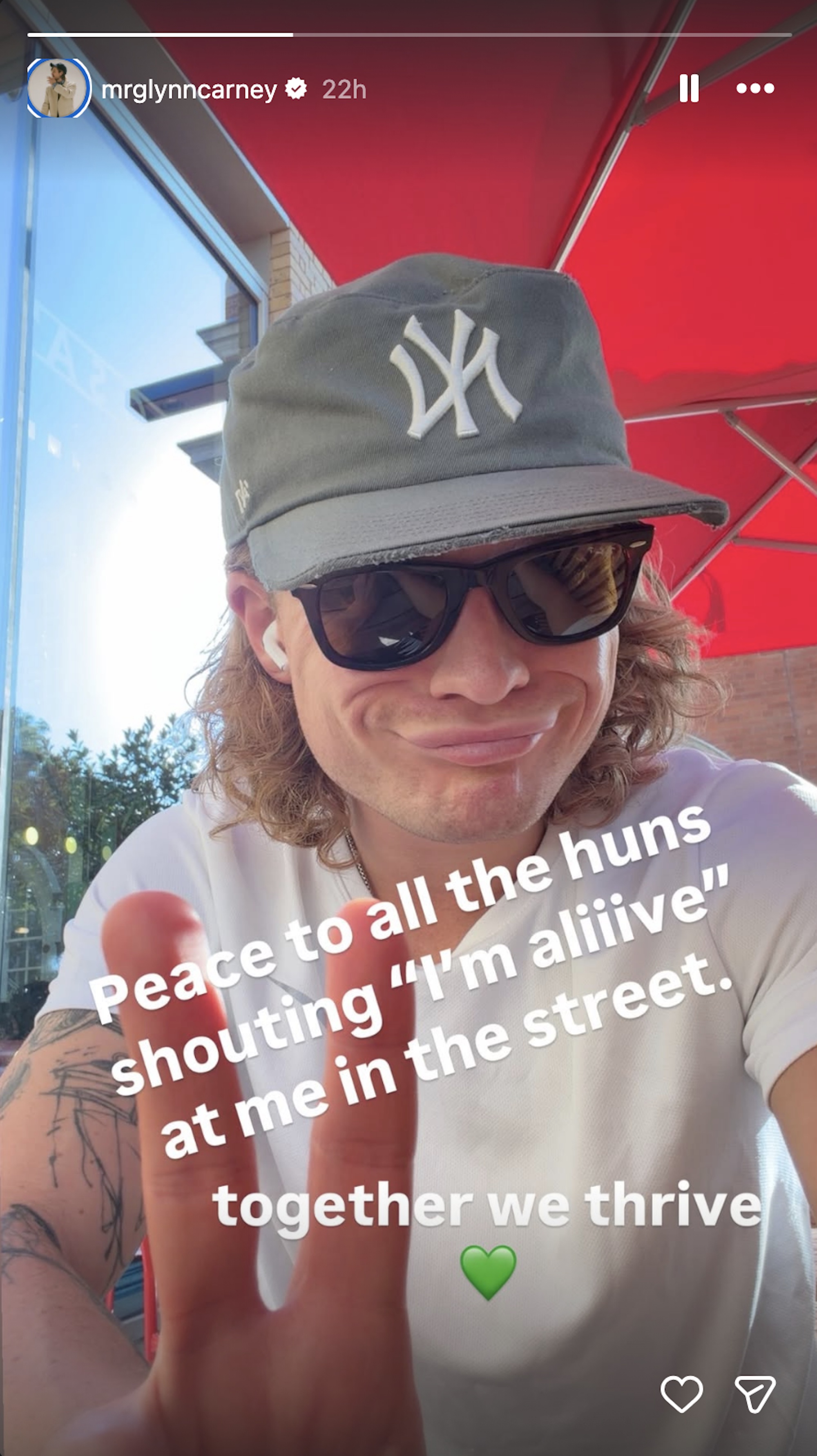 Tom Glynn-Carney's IG Story about &amp;quot;I'm Alive&amp;quot;