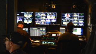 Inside the NextVR production truck at a recent Warriors game