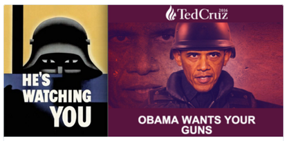 Ted Cruz 2016 campaign poster featuring current president Barack Obama.
