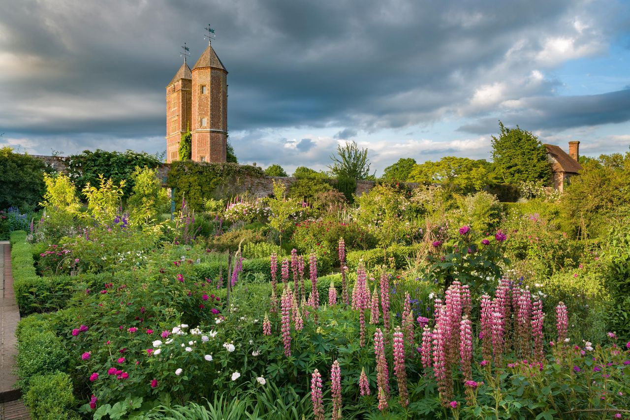 The Rose Garden in June at Sissinghurst Castle Garden, Kent.