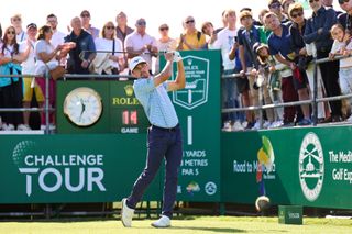 Marco Penge plays a tee shot at the Challenge Tour Grand Final