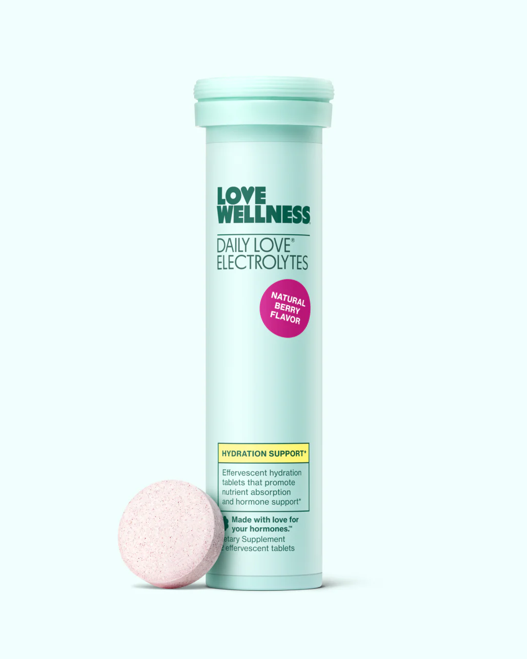 Love Wellness Daily Love Electrolytes | Hydration Tablets for Women | Supports Nutrient Absorption | Healthy Hormone Balance | Energy | Healthy Cortisol Level | Health Mood | 12 Tablets, Berry Flavor