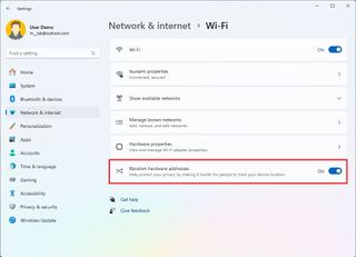 Enable Random hardware addresses