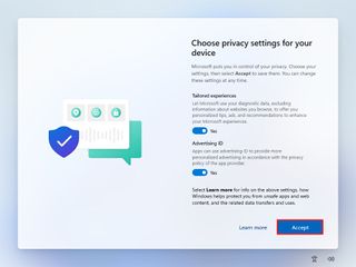 OOBE privacy settings