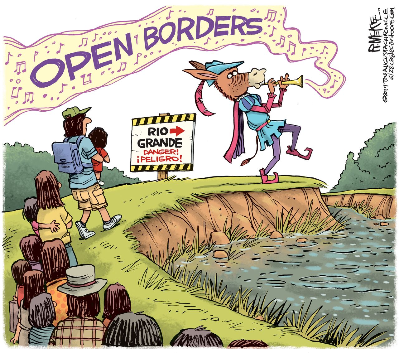 Political Cartoon U.S. Democrats Immigration Rio Grande Immigration