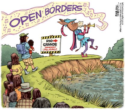Political Cartoon U.S. Democrats Immigration Rio Grande Immigration