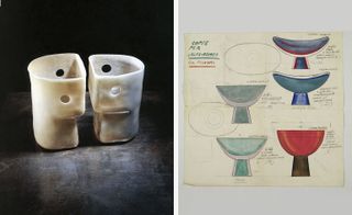 Left, ’62e, Collezione CIRVA and right, drawings of ’Modello 13003