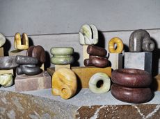 Group shot of Orior marble objects in different colour stone