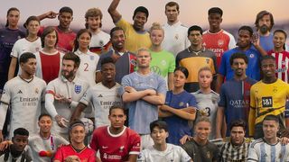 A crop of the cover for EA Sports FC showing lots of footballers.
