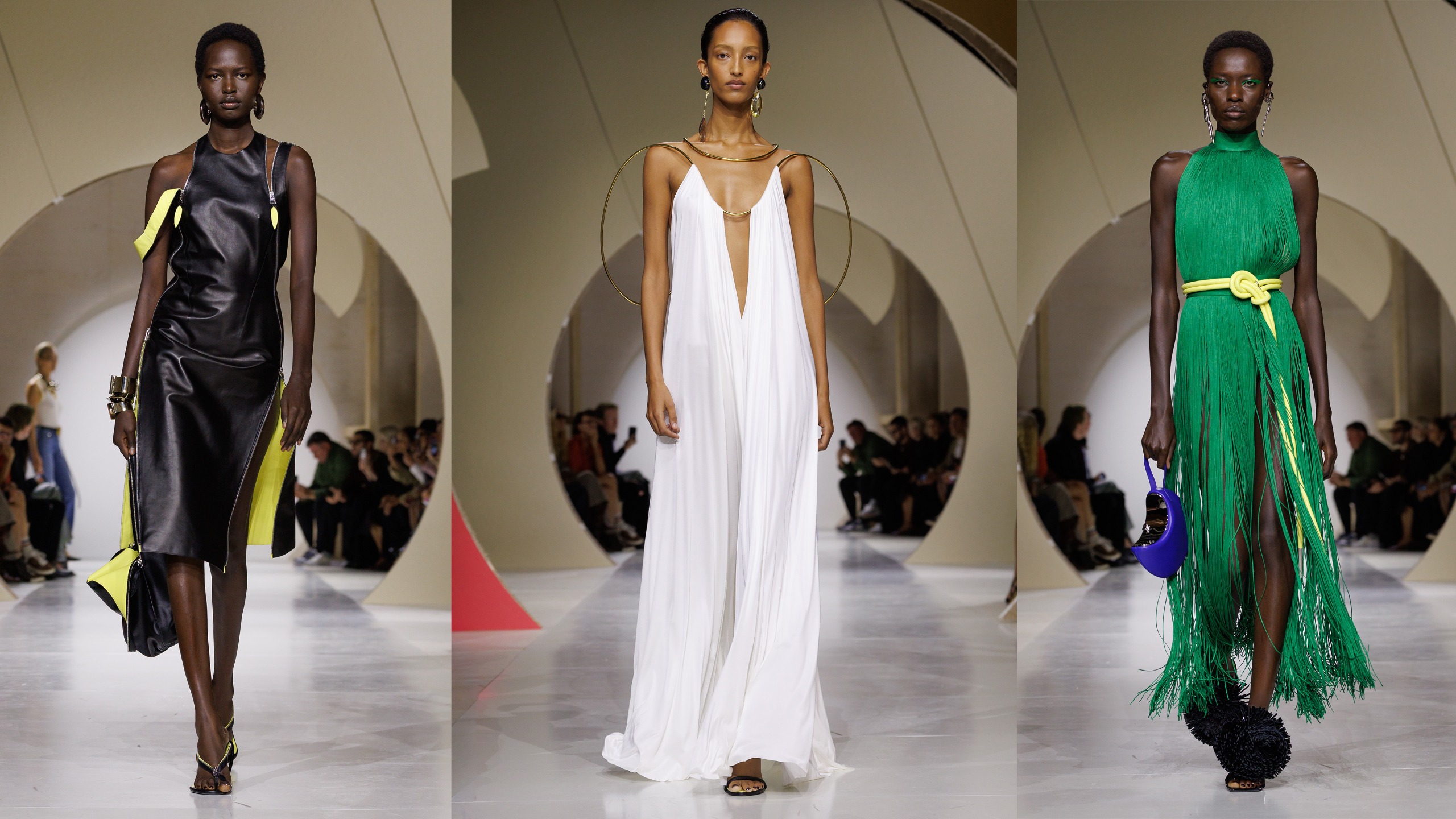 three models walk the givenchy runway.