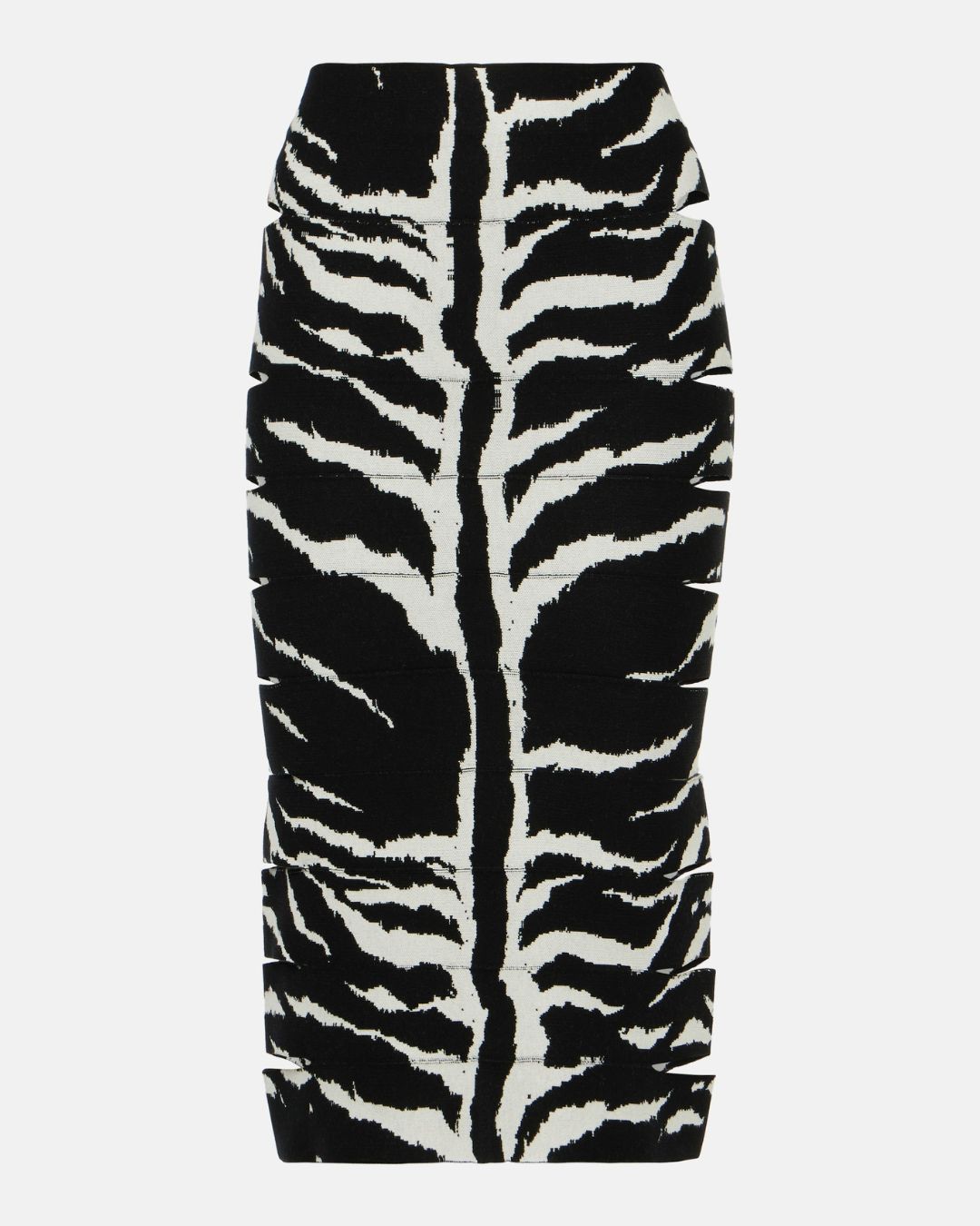 alaia zebra print midi skirt