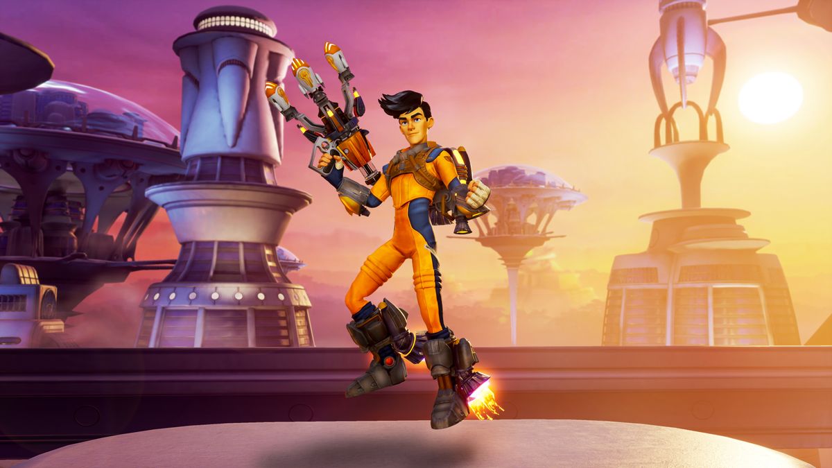 Jayto can fire single rockets or a trio, and can fly around with a jetpack.