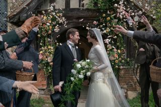 Downton Abbey: A New Era - Tom Branson (Allen Leech) and Lucy Smith (Tuppence Middleton) on their wedding day