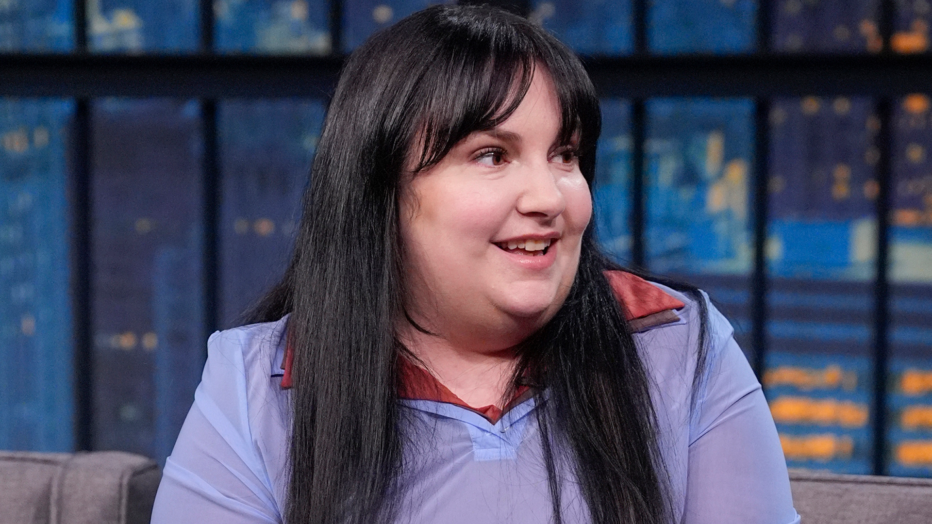Lena Dunham wore a polo shirt sandwich on Late Night With Seth Meyers 