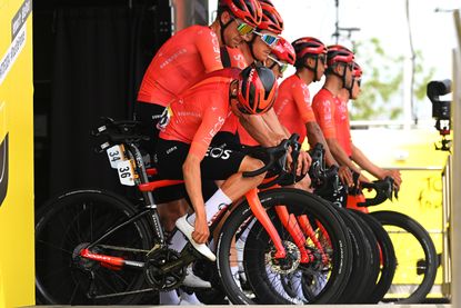 Ineos Grenadiers on the Tour de France presentation podium