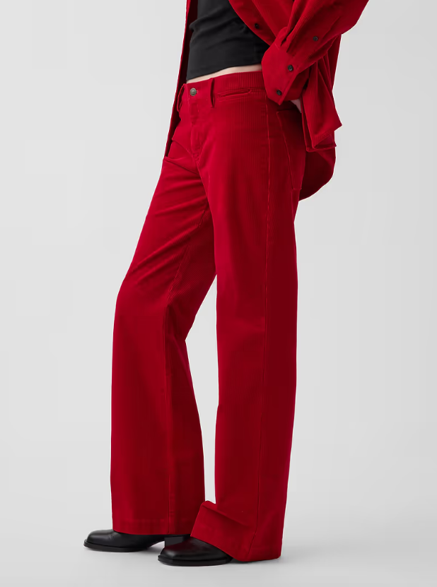 Gap Mid Rise Corduroy Relaxed Flare Pants