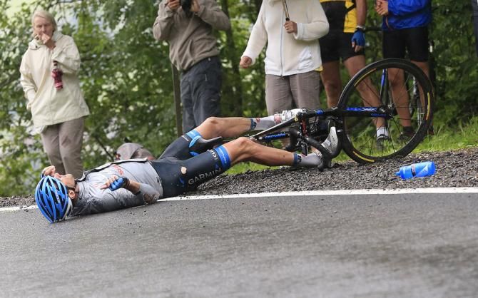 David Millar (Garmin-Sharp) crashed late in stage 19
