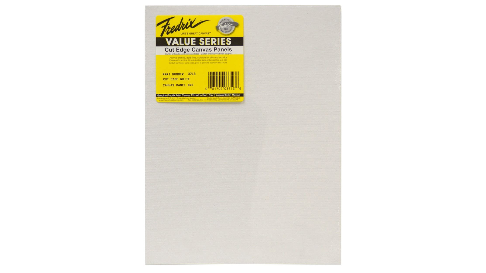A Fredrix white canvas panel