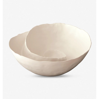 white stoneware decorative bowl with spiral design