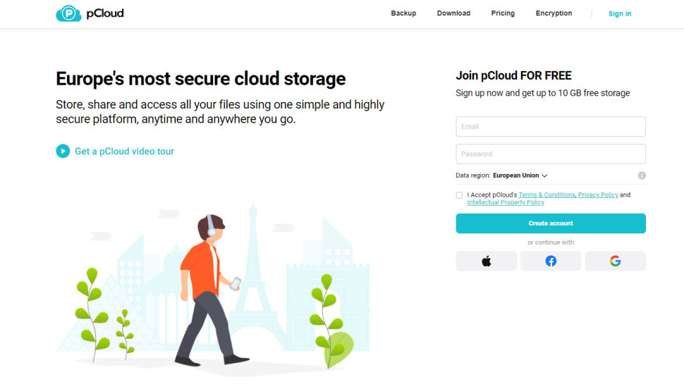 Tangkapan layar situs web untuk pCloud