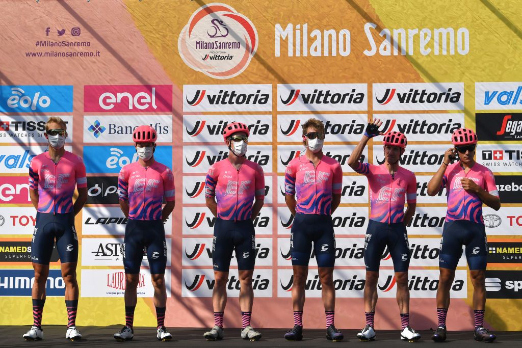 EF Pro Cycling on the pre-race podium