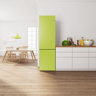 bosch vario style fridge freezer in lime green color