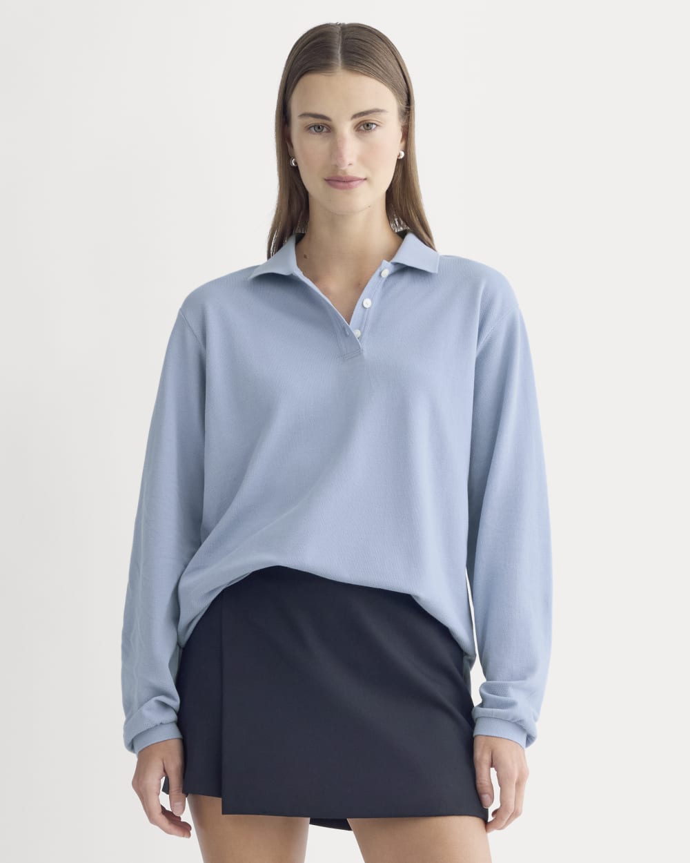 Oversized Pique Polo | Soft Blue - Xxs