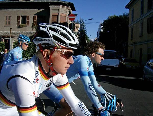 German Fabian Wegmann (Gerolsteiner) rolls over to the start line.