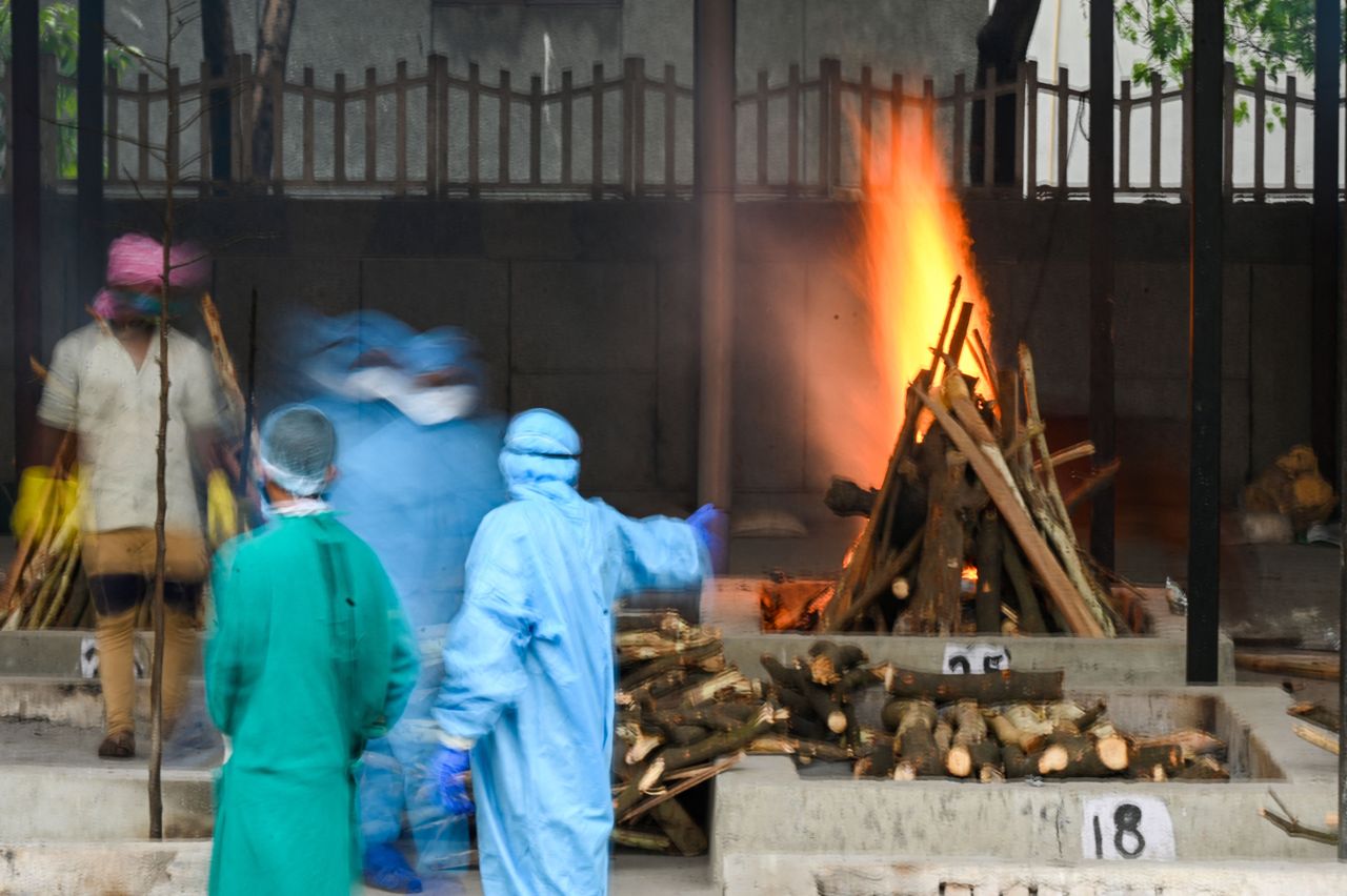 A funeral pyre in India 