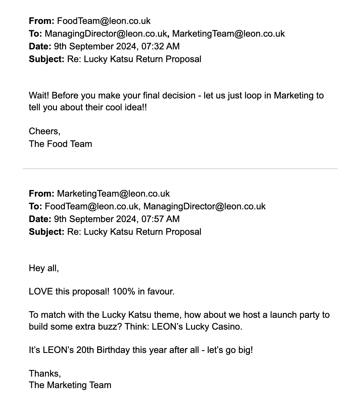 LEON 'leaked' email chain