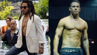 Lenny Kravitz in Shotgun Wedding and Channing Tatum in Magic Mike XXL, pictured side by side.