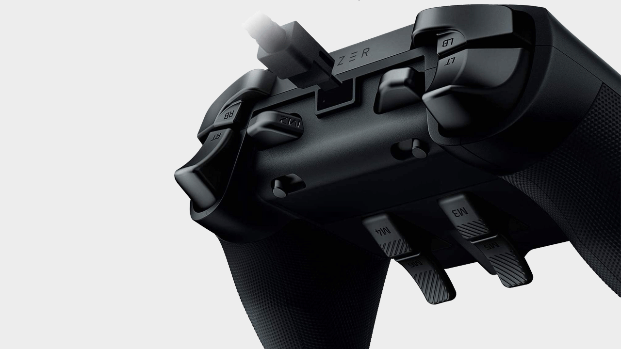Razer Wolverine Ultimate triggers pictured from the rear.