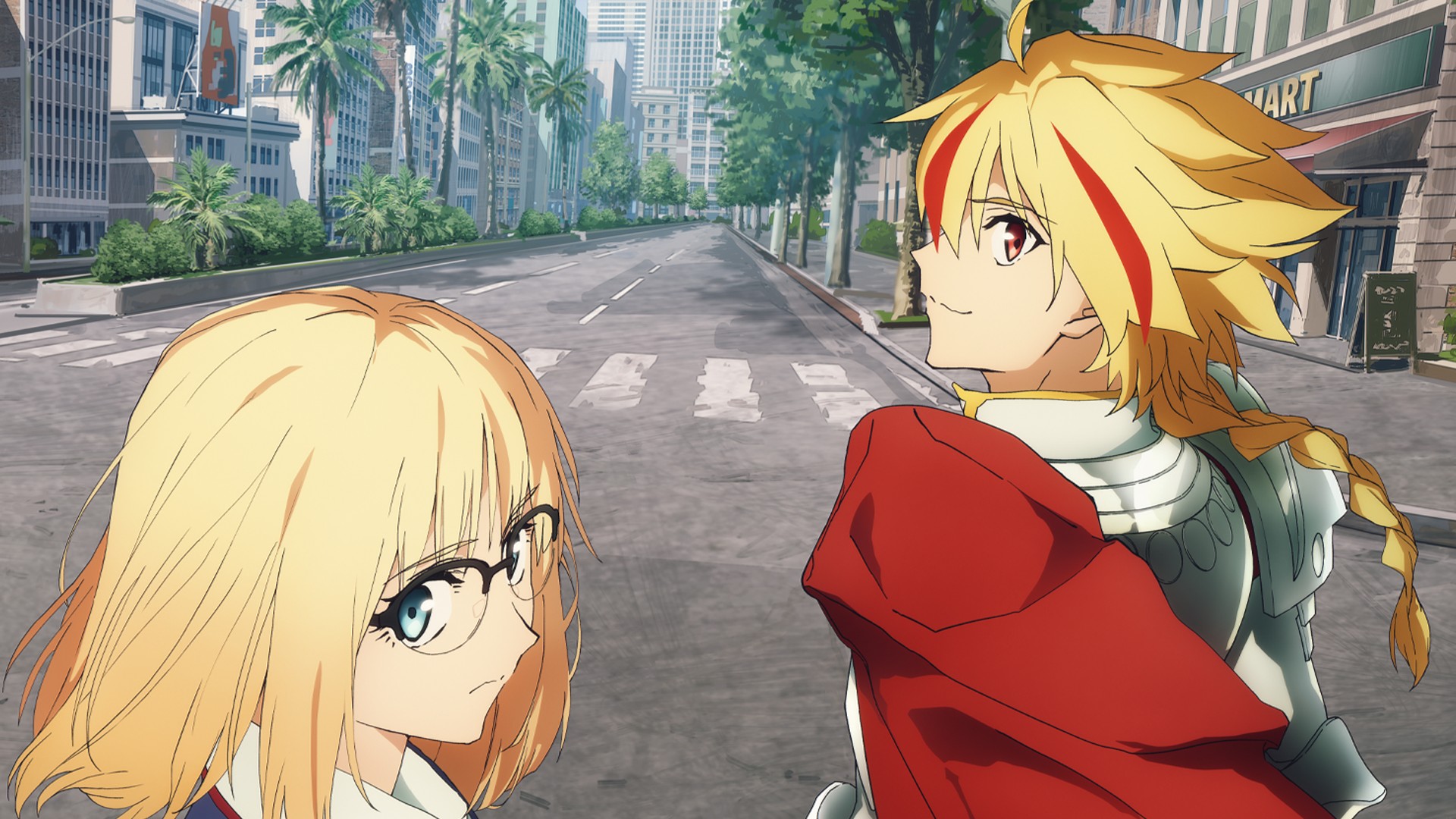 Fate Strange Fake poster with the two protagonists, including Saber