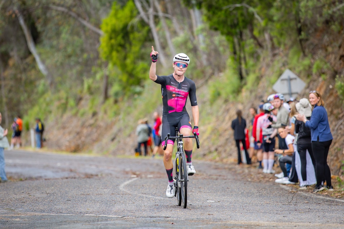 William Cooper (St George) takes a clear victory at the top of Tawonga Gap