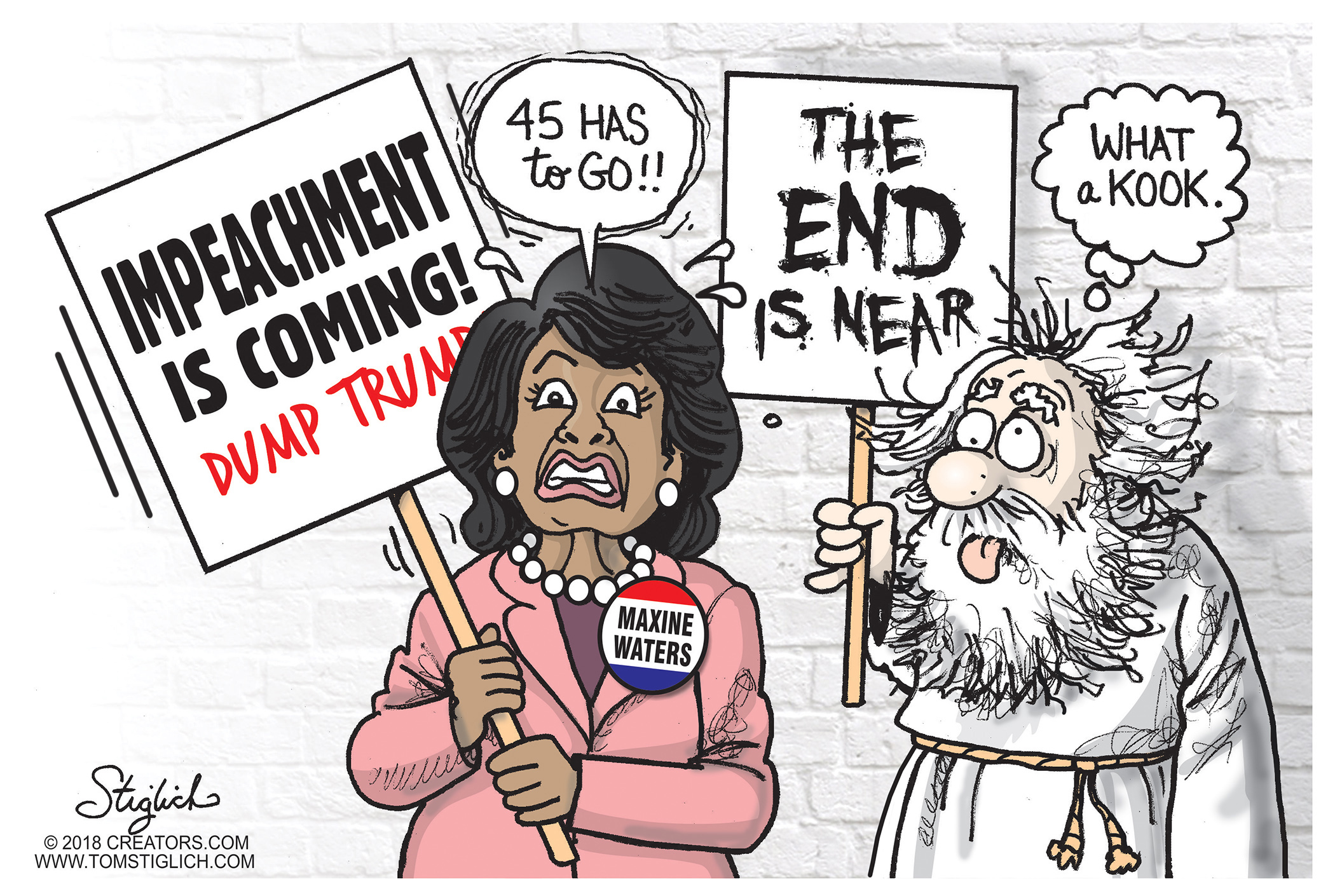 Political cartoon U.S. Maxine Waters Trump impeachment | The Week