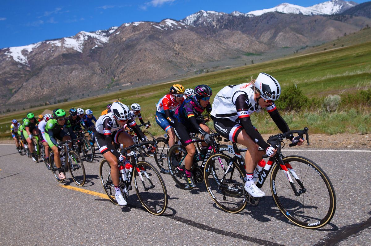 Team Sunweb forces the pace to cause a split in the peloton