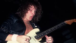 Guitarist Yngwie Malmsteen performs at the Aragon Ballroom in Chicago, Illinois, June 12, 1988.