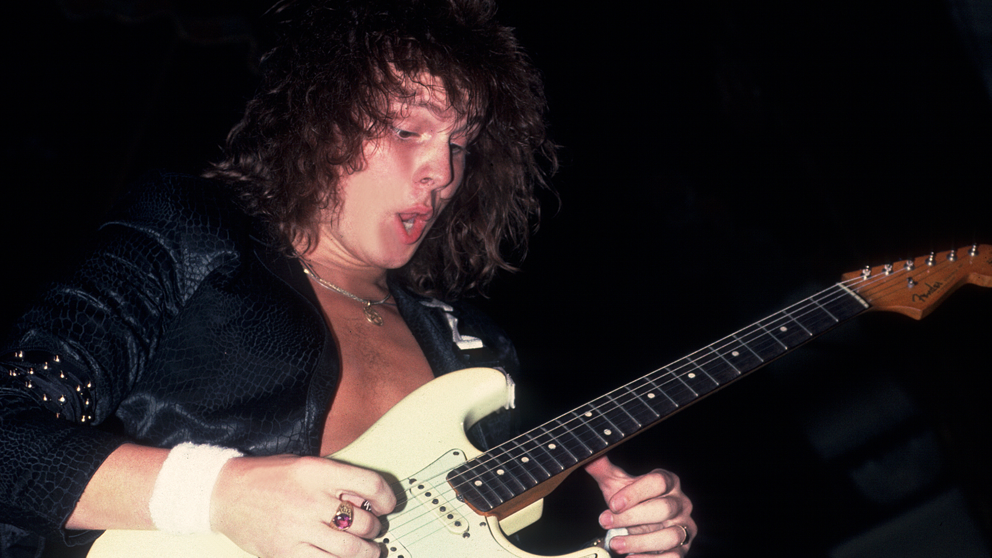 Guitarist Yngwie Malmsteen performs at the Aragon Ballroom in Chicago, Illinois, June 12, 1988.