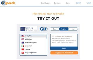 Website screenshot for iSpeech