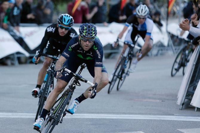 Alejandro Valverde (Movistar) took the inside line over Sergio Henao (Sky) to win Trofeo Deia