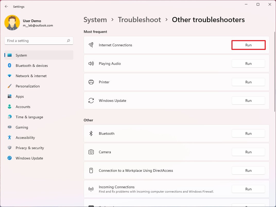 Open Internet Connections