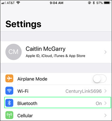 Navigate to Bluetooth