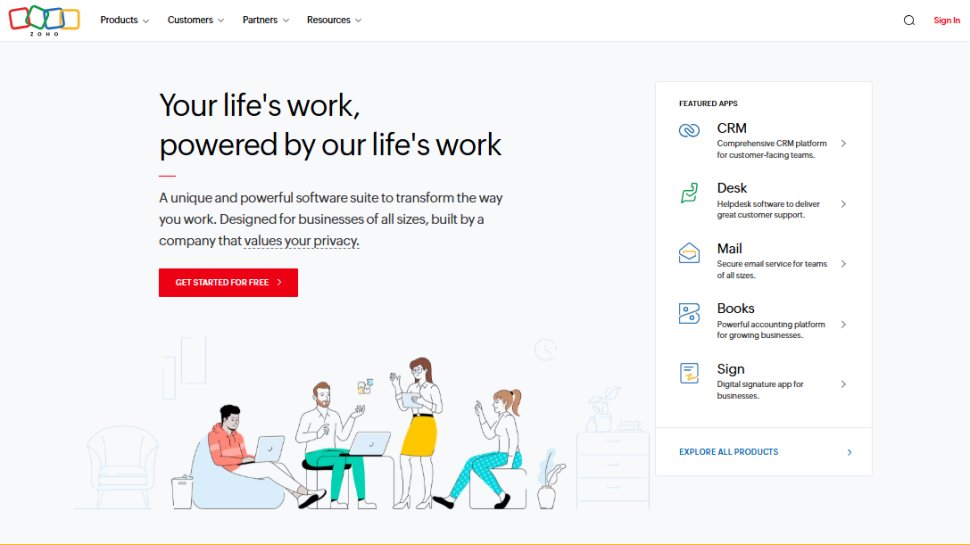 Website screenshot of Zoho Forms (July, 2025)