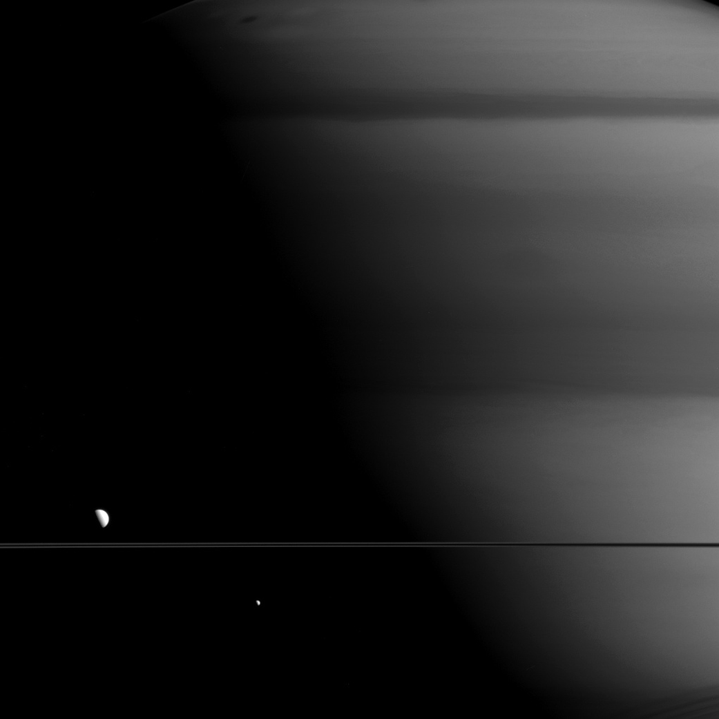 Saturn, Dione and Mimas