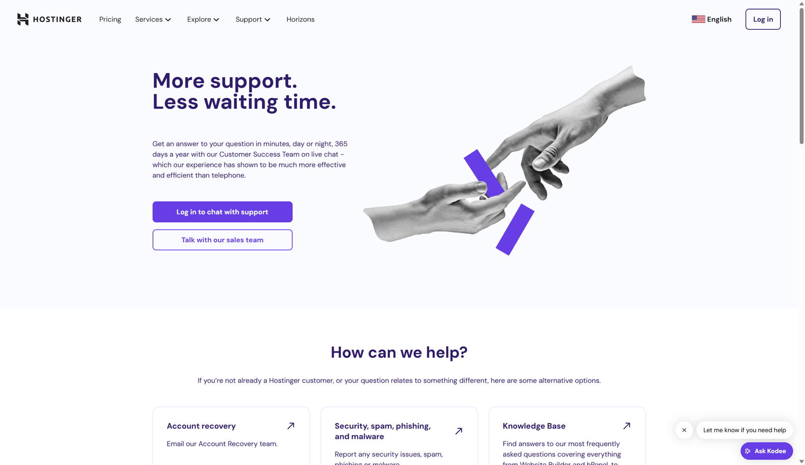 Hostinger Website Builder support