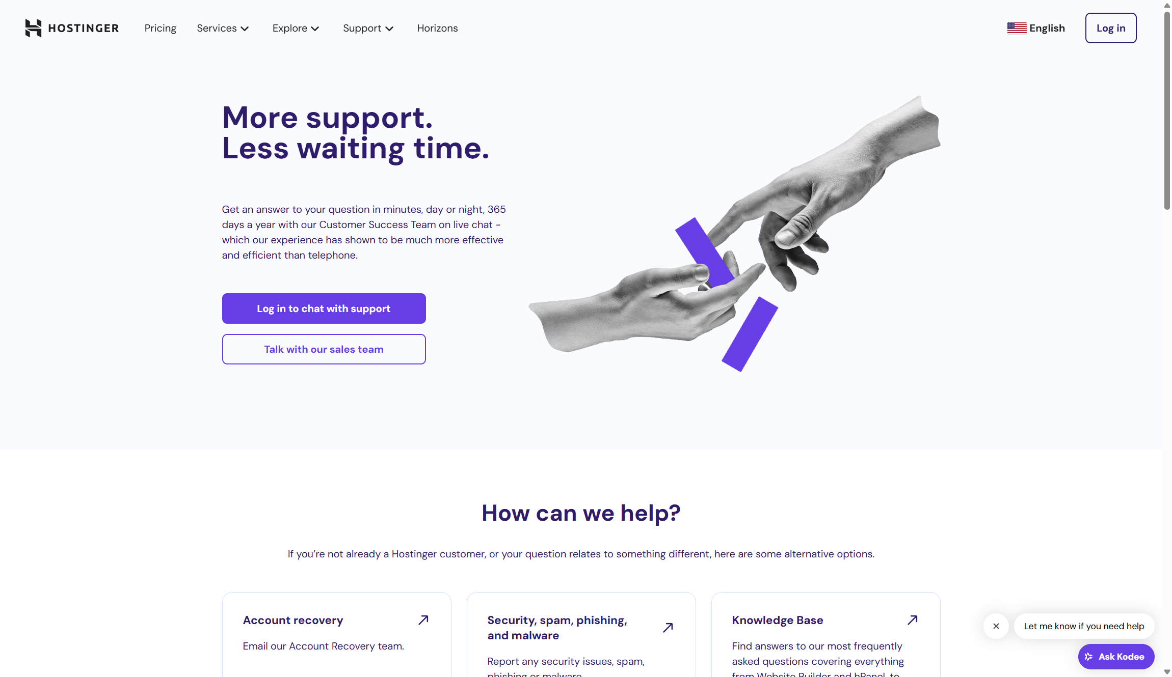 Hostinger Website Builder support