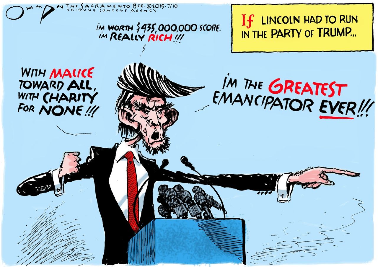 Political cartoon U.S. Donald Trump 2016