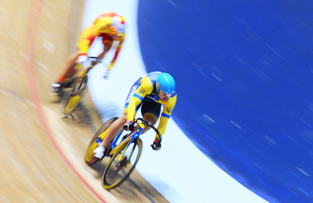 Andrii Vynokurov of Ukraine competes in Mens Sprint during the TISSOT UCI Track Cycling World Cup