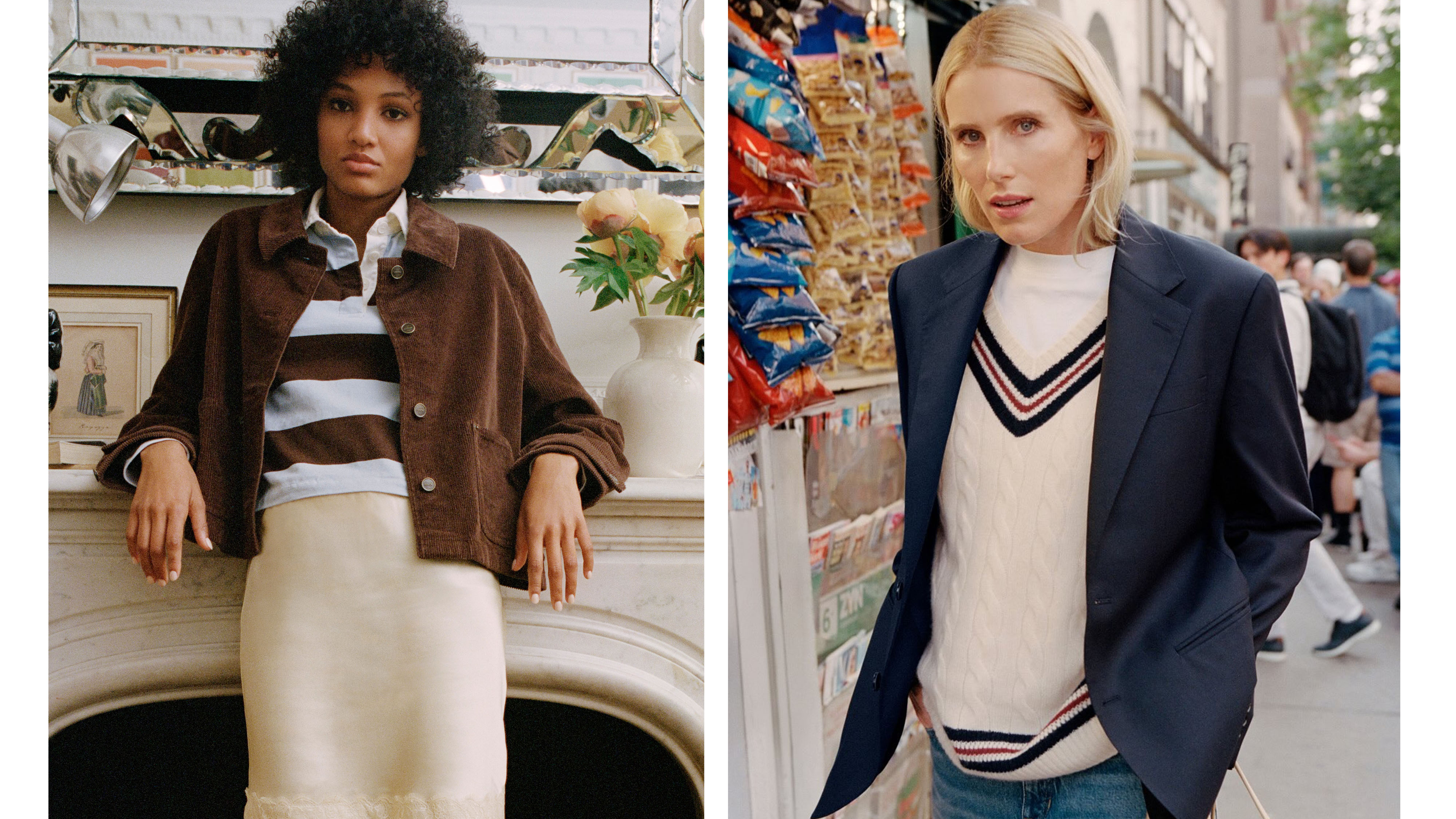 Women in J.Crew fall clothing